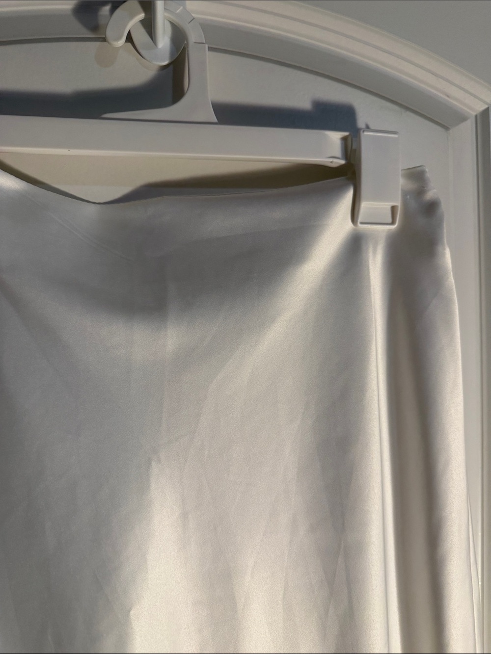 Silky White Bias-Cut Midi Slip Skirt - Picture 3 of 5